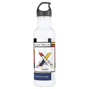 Stunning Neoplasticism Art Monogram. Letter X 710 Ml Water Bottle