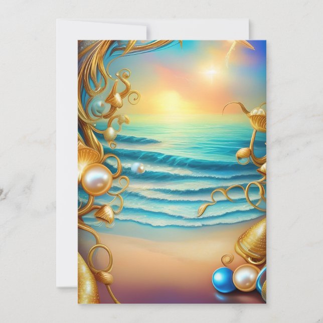 Stunning Ocean with Diamonds and Pearls  Holiday Card (Front)