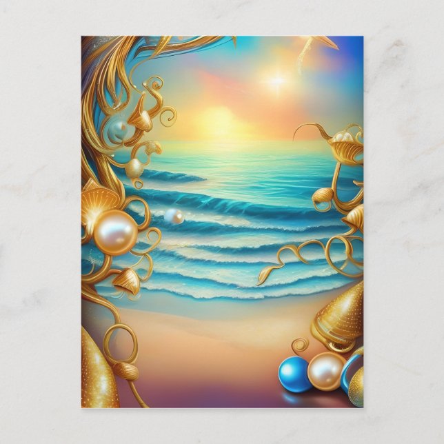 Stunning Ocean with Diamonds and Pearls Postcard (Front)