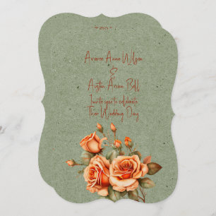 Stunning Orange and Green Floral Wedding Bouquet Invitation