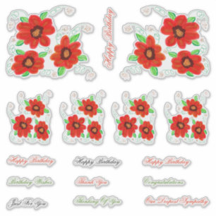 Stunning Orange Red Floral Stickers