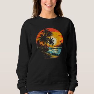 Stunning Palm Tree Sunset Surf - Beach Surf Graphi Sweatshirt