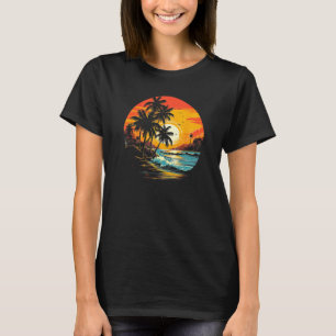 Stunning Palm Tree Sunset Surf - Beach Surf Graphi T-Shirt