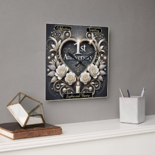 Stunning Paper Heart for Love Square Wall Clock