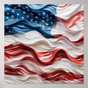 Stunning patriotic American flag oil painting Poster