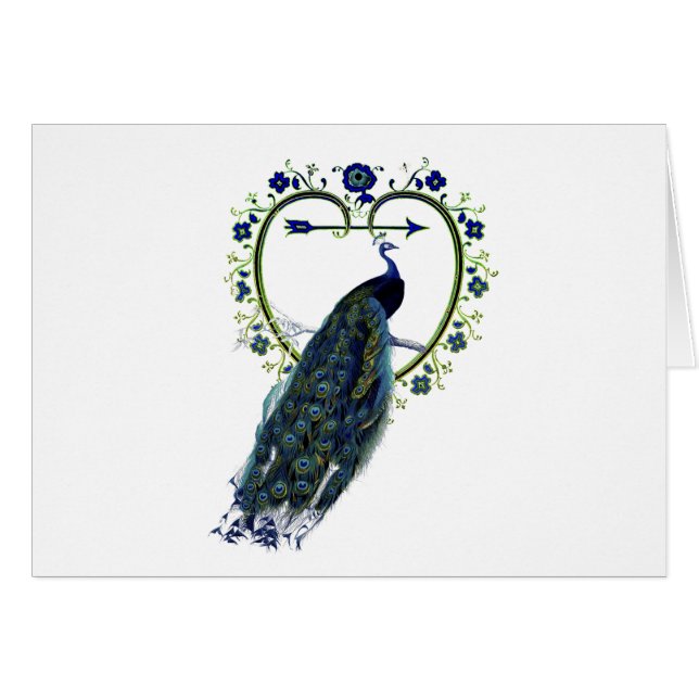 Stunning Peacock and ornate heart flower frame (Front Horizontal)