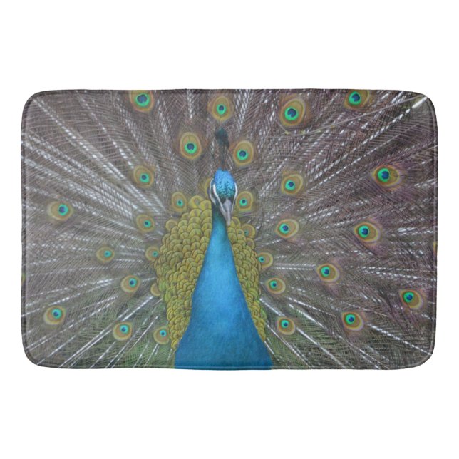 Stunning Peacock Bath Mat (Front)