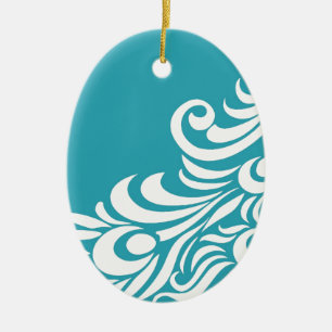 Stunning Peacock Feather Silhouette Print Ceramic Ornament