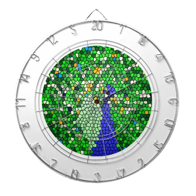 Stunning Peacock mosaic art gifts customised Dartboard (Front)