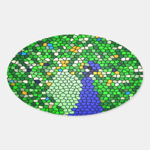 Stunning Peacock mosaic art gifts customised Oval Sticker