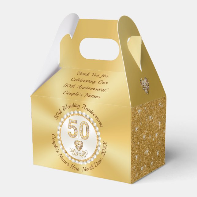 Stunning Personalise, 50th Anniversary Favour Boxe Favour Box (Front Side)