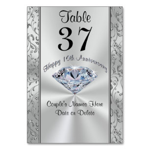 Stunning Personalised 10th Anniversary Table Cards