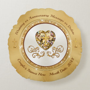 Stunning Personalised, Christian Wedding Gift Round Cushion