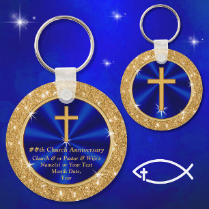 Stunning, Personalised Church Favours, Blue Gold Key Ring