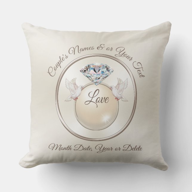 Stunning Personalised Wedding Pillows, Love Cushion (Front)