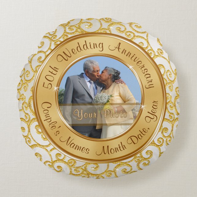 Stunning Personalized 50th Anniversary Pillow (Front)