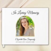 Stunning Photo Memorial Funeral White Guest Book