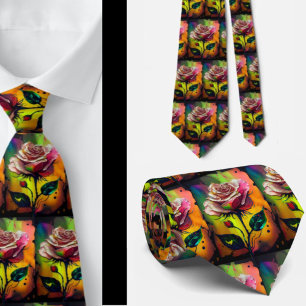 Stunning Pink Abstract Roses Formal Necktie