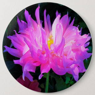 Stunning Pink and Purple Cactus Dahlia 6 Cm Round Badge