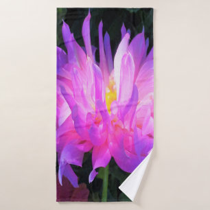 Stunning Pink and Purple Cactus Dahlia Bath Towel