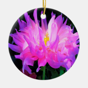 Stunning Pink and Purple Cactus Dahlia Ceramic Ornament