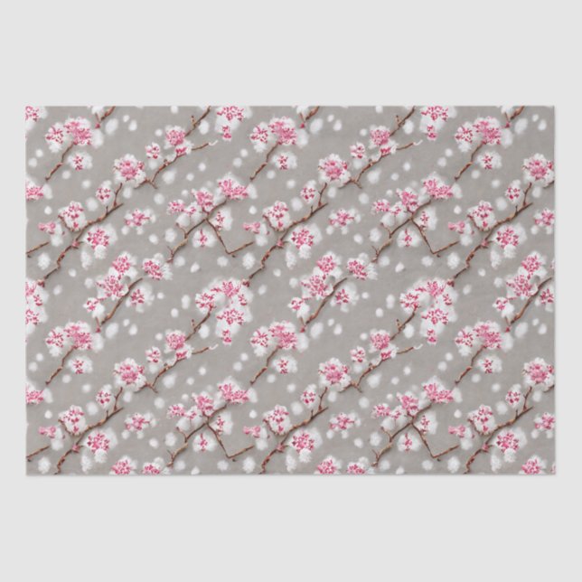 Stunning Pink and Silvery Cherry Blossoms  Tissue Paper (Front)
