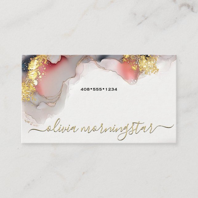 Stunning Pink Blush Ultra Liquid Alcohol Ink Business Card (Front)