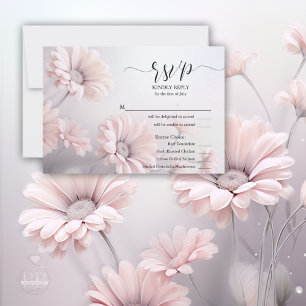 Stunning Pink Daisies RSVP 2 Meal Choice Card