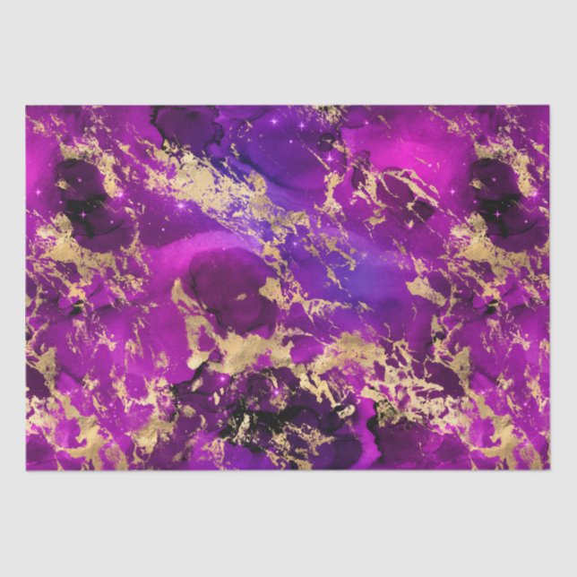 Stunning Pink & Gold Marble Galaxy Tissue Paper (Front)