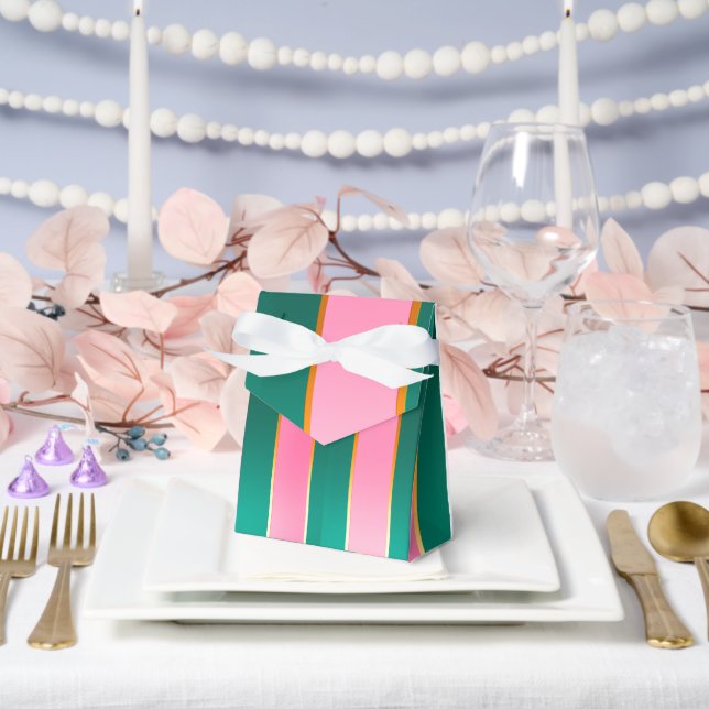 Stunning Pink & Green Modern Stripes  Favour Box (Wedding)