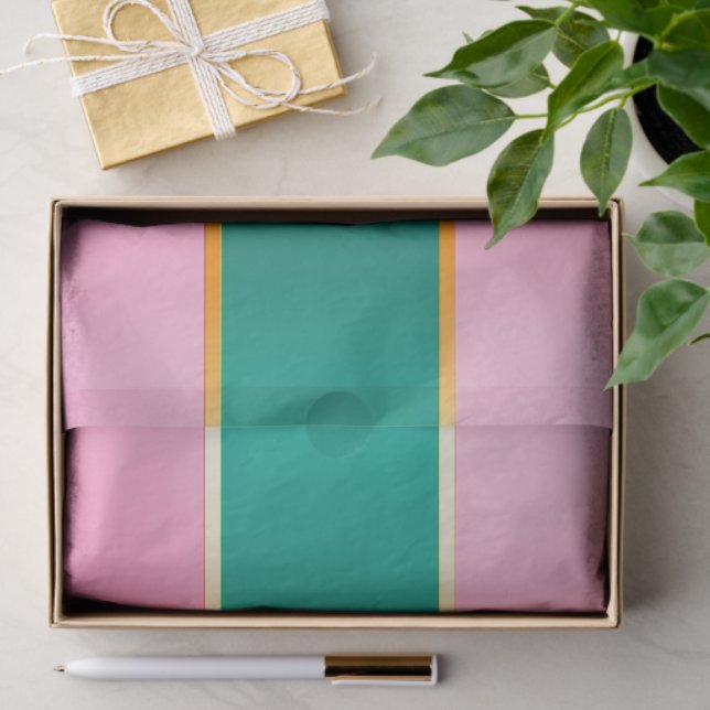 Stunning Pink & Green Modern Stripes  Tissue Paper (Gift)