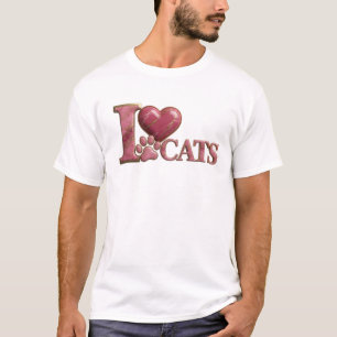 Stunning Pink I LOVE CATS Designer Graphic T-Shirt