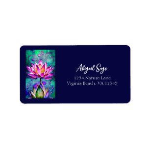 Stunning Pink Lotus Flower Portrait Address Label