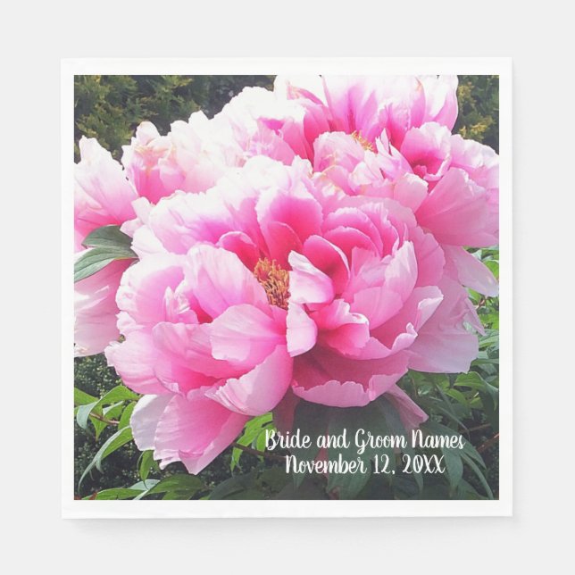 Stunning Pink Peonies Napkin (Front)