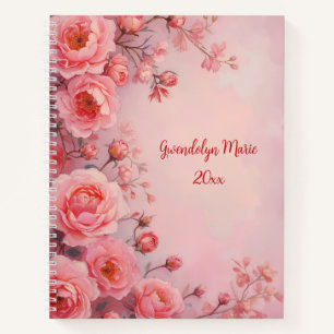 Stunning Pink Roses Oil Painting Style Diary or Notebook
