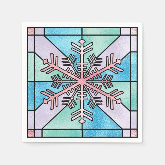 Stunning Pink Snowflake Napkin (Front)