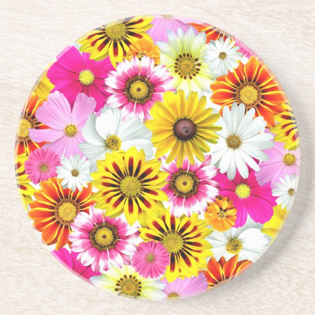 Stunning pink yellow flowers pattern accessories coaster (Front)