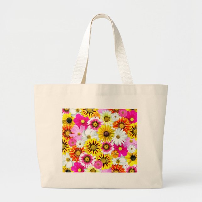 Stunning pink yellow flowers pattern accessories large tote bag (Front)