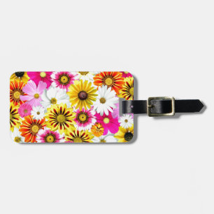 Stunning pink yellow flowers pattern accessories luggage tag
