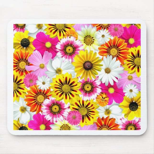Stunning pink yellow flowers pattern accessories mouse pad (Front)