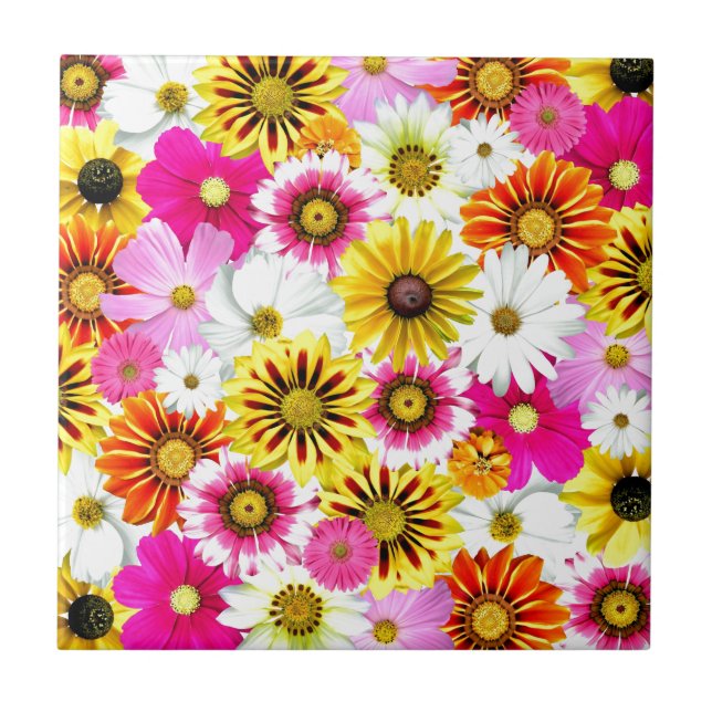 Stunning pink yellow flowers pattern accessories tile (Front)