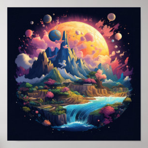 Stunning Planet Earth Artistic Illustration for Ki Poster