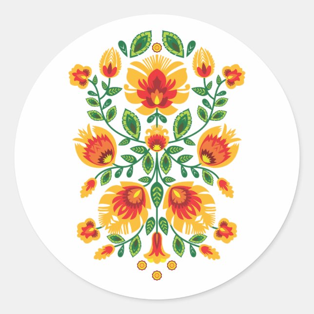  💛🧡❤️Stunning polish Folk Wycinanki  Classic Round Sticker (Front)