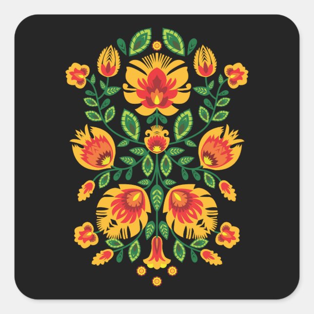  💛🧡❤️Stunning polish Folk Wycinanki  Square Sticker (Front)