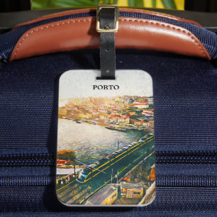 Stunning Porto Portugal Oil Painting Luggage Tag