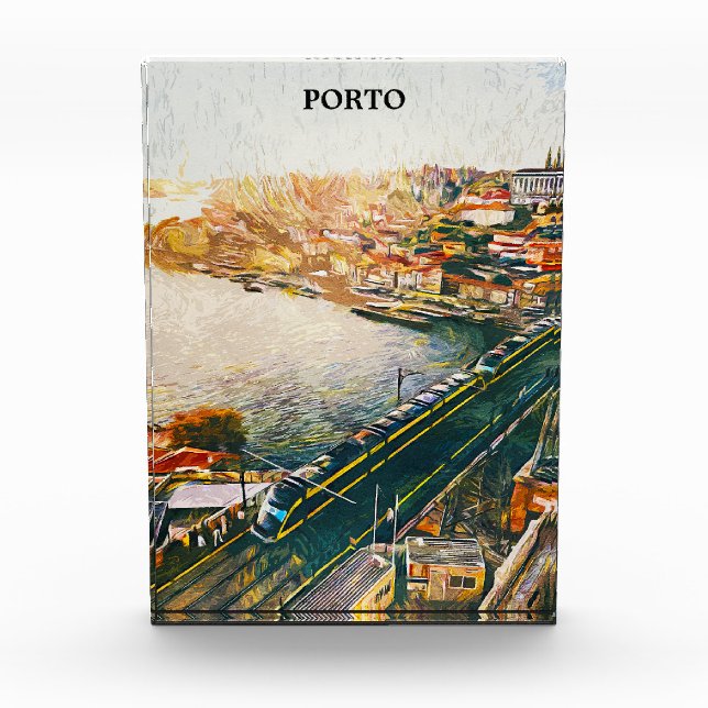 Stunning Porto Portugal Oil Painting Photo Block (Front)