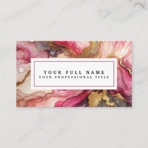 Stunning Pretty Pink & Gold Alcohol Ink Watercolor Business Card