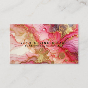 Stunning Pretty Pink & Gold Alcohol Ink Watercolor Business Card