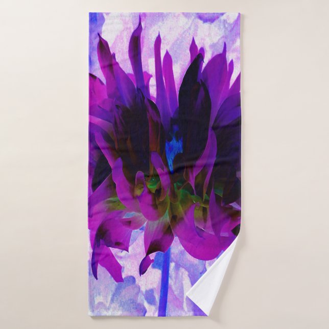 Stunning Purple and Black Cactus Dahlia Bath Towel (Bath Towel)