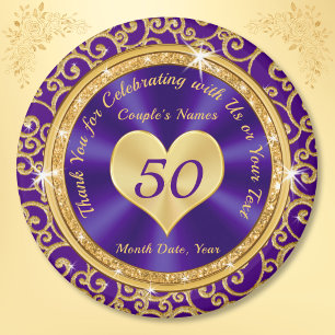 Stunning Purple Gold 50th Anniversary Party Favors Magnet